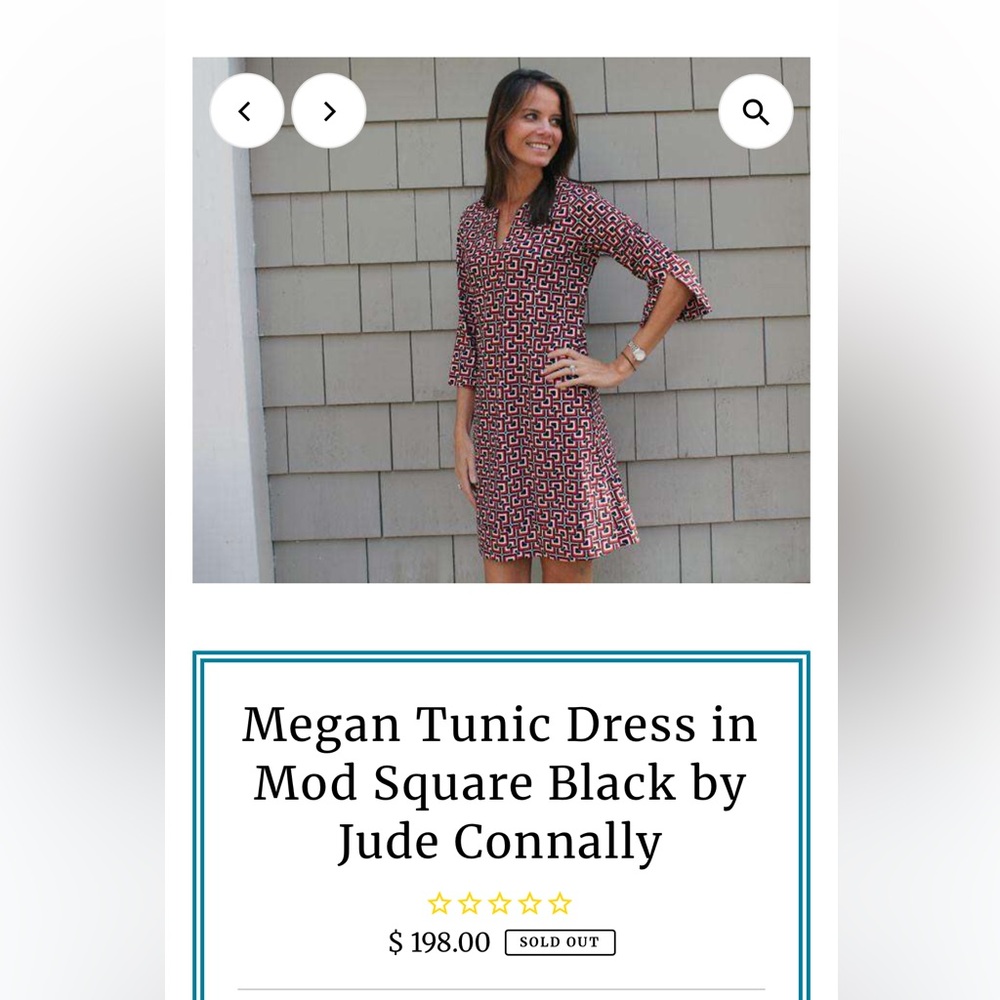 Jude Connally Megan Tunic Dress in Mod Square black and red/ worn 1x-198 retail